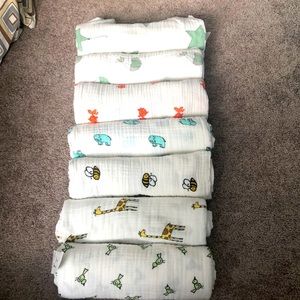 7 Aden + Anais Muslin swaddle blankets (comes with all 7)